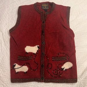 vintage lamb christmas vest Woolrich women's size XL